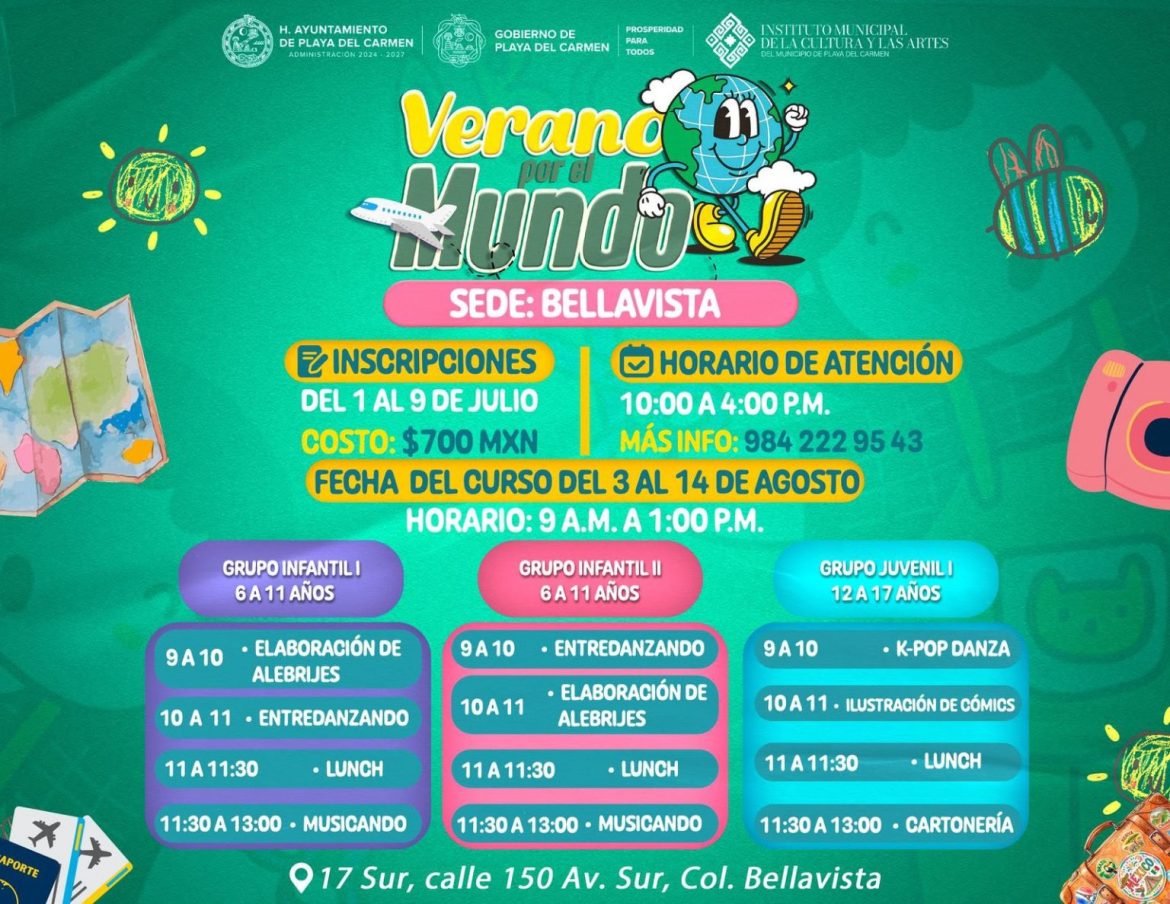 Gobierno de Estefanía Mercado invita al curso “Verano por el Mundo” dirigido a niñas, niños y adolescentes de Playa del Carmen