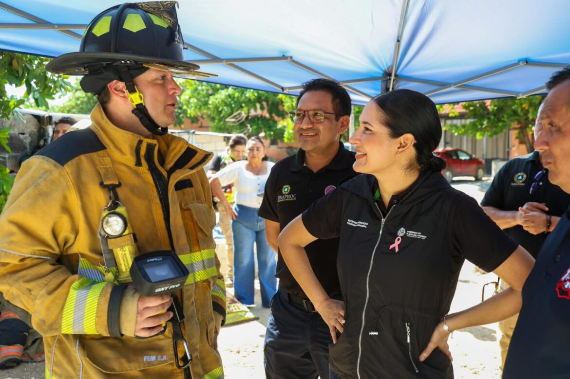 Estefanía Mercado reconoce la preparación de bomberos en simulacros de alto riesgo
